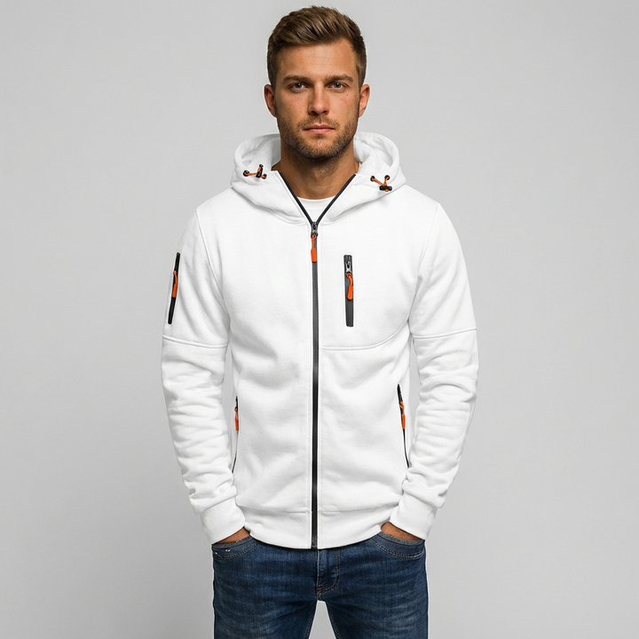 Heren comfort hoodie met capuchon, stijlvol polyester-katoen vest voor casual look.