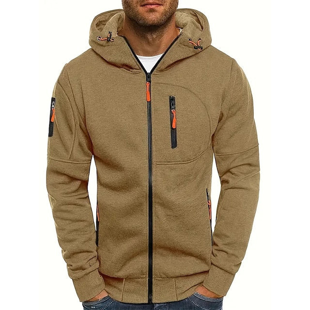 Moderne heren hoodie met capuchon, comfortabel vest van polyester-katoen voor een stijlvolle casual outfit.