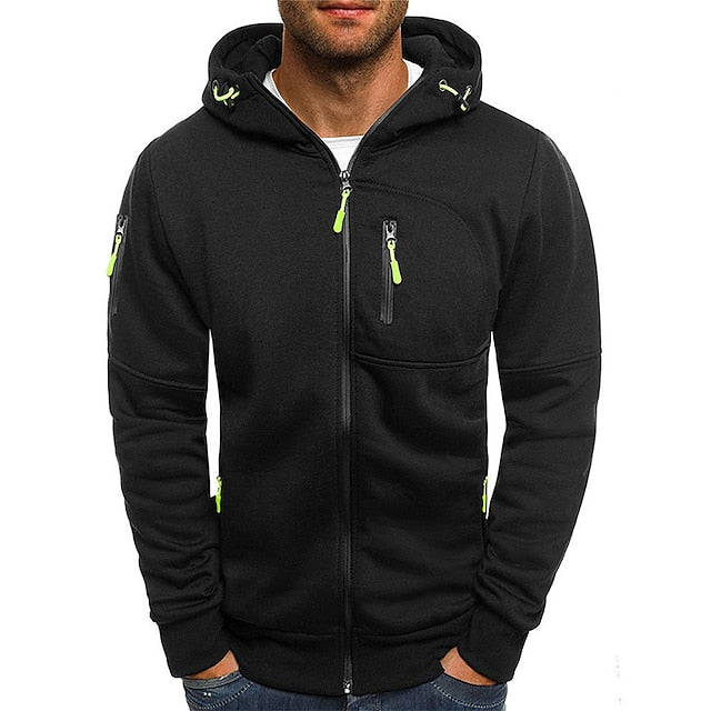 Duurzame heren hoodie met ruime capuchon, comfortabel polyester-katoen vest voor herenkleding.