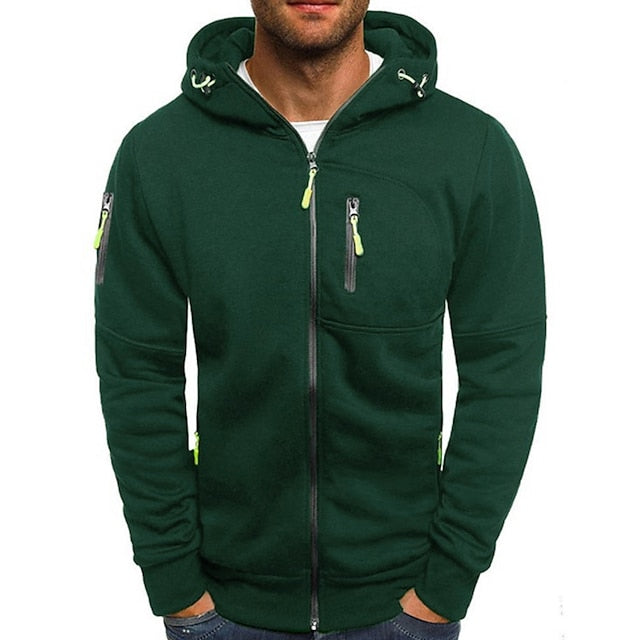 Casual heren hoodie met capuchon, comfortabel en stijlvol vest van polyester-katoen voor vrije tijd.