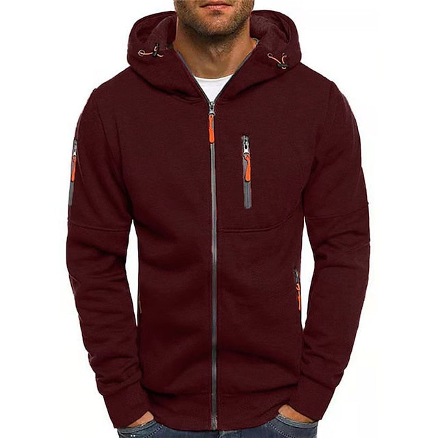 Heren hoodie van hoogwaardig polyester-katoen, comfortabel vest met capuchon en moderne stijl.
