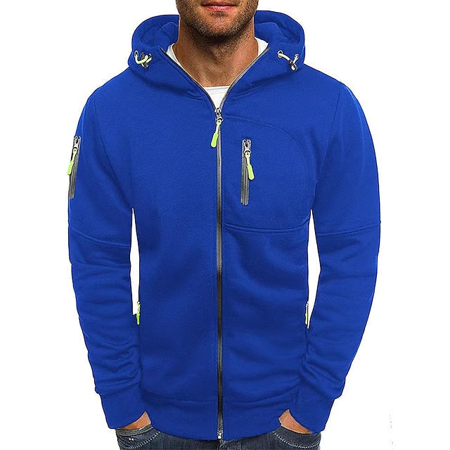 Heren comfort sweatvest met capuchon, stijlvolle en duurzame herenkleding van polyester-katoen.