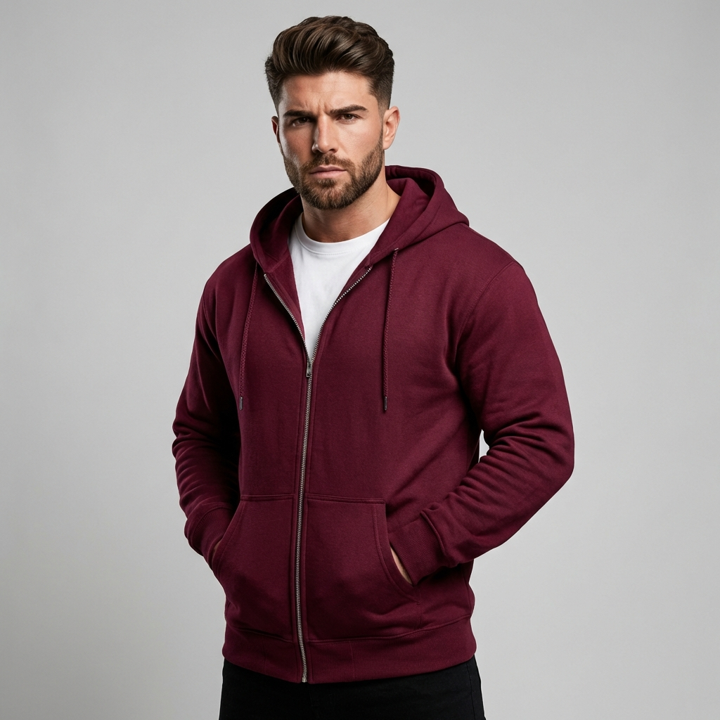 Heren comfort hoodie met rits, ideaal voor dagelijks casual gebruik. Veelzijdige herenhoodie met capuchon.