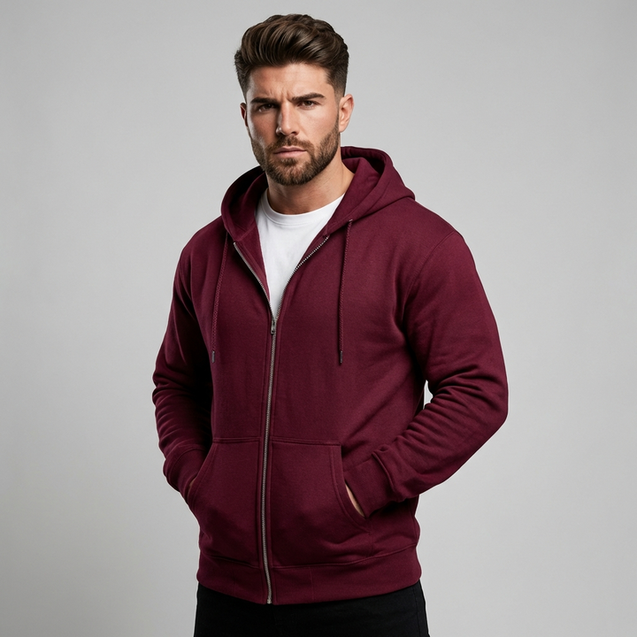 Heren comfort hoodie met rits, ideaal voor dagelijks casual gebruik. Veelzijdige herenhoodie met capuchon.