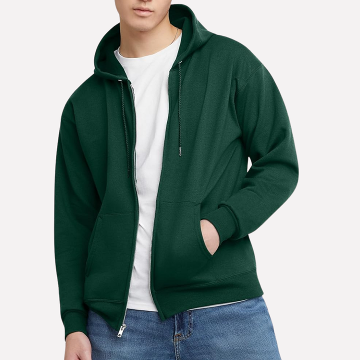 Heren hoodie AM1 met praktische vollerits, perfect voor laagjes. Comfortabele herenmode voor elke dag.