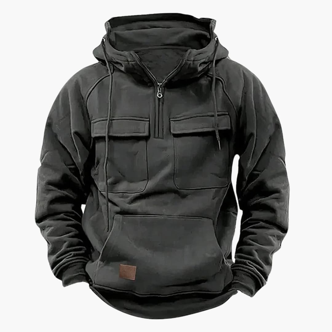 Zachte heren half-zip capuchontrui, ideaal voor een casual stijl en dagelijks gebruik.