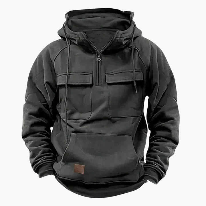 Zachte heren half-zip capuchontrui, ideaal voor een casual stijl en dagelijks gebruik.