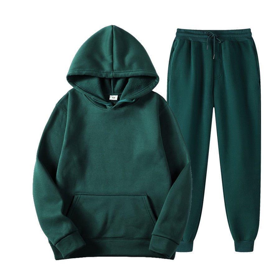 Voorzijde van de heren jogger sportkledingset, comfortabel trainingspak voor casual mannenmode.
