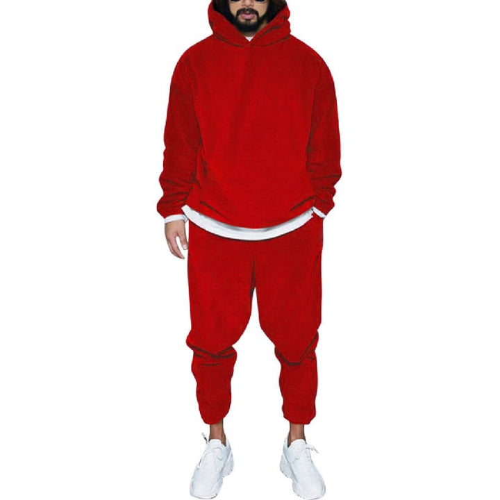 Detail van heren jogger hoodie, zacht materiaal en comfortabele pasvorm voor een casual look.