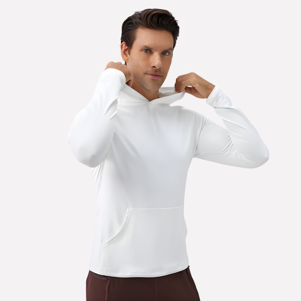 Mannen pullover met capuchon, perfect voor een sportieve en comfortabele dagelijkse stijl.