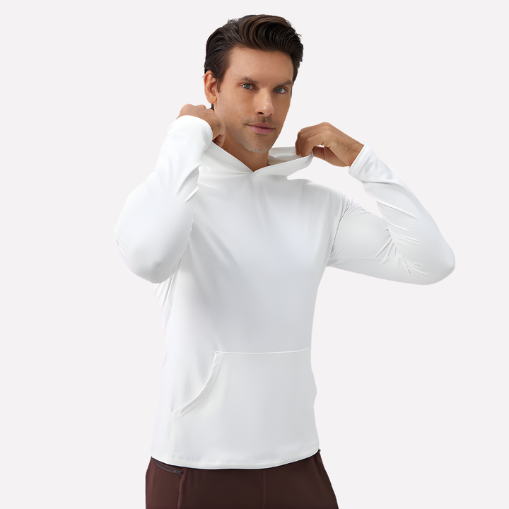 Mannen pullover met capuchon, perfect voor een sportieve en comfortabele dagelijkse stijl.