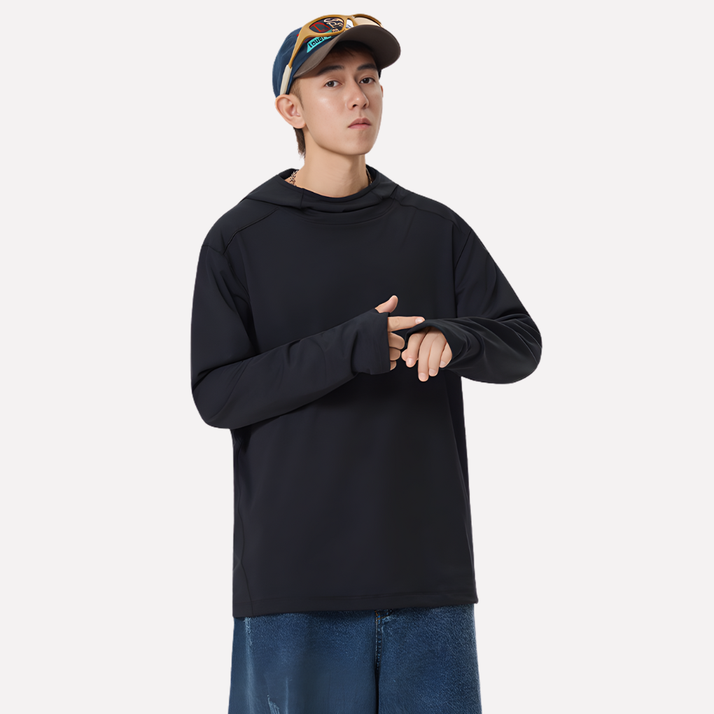 Heren streetwear hoodie, een modieuze en comfortabele pullover met lange mouwen.