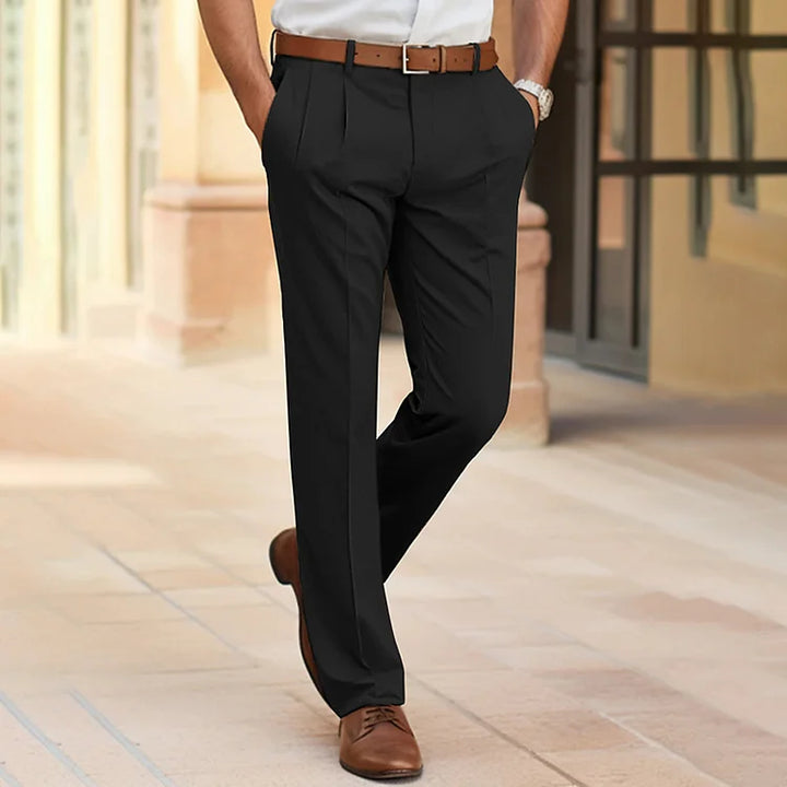 Veelzijdige heren rechte pijp broek, effen kleur, comfortabel voor kantoor, casual én zomerse gelegenheden.