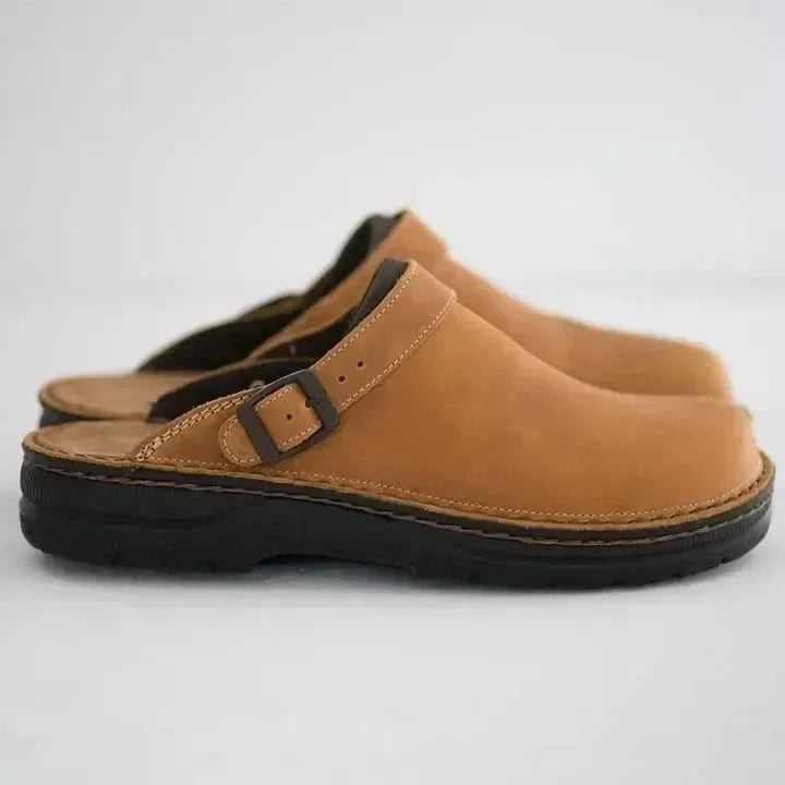 Stijlvolle beige comfortklompen voor heren, Bruno model, ideaal voor vrije tijd en dagelijks gebruik.