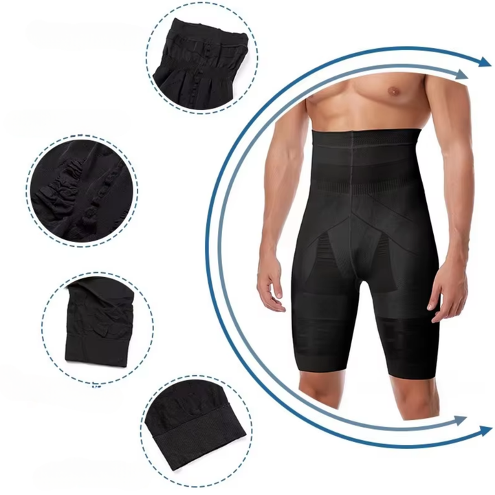 Ergonomische heren compressiebroek met brede, comfortabele tailleband voor een perfecte pasvorm.