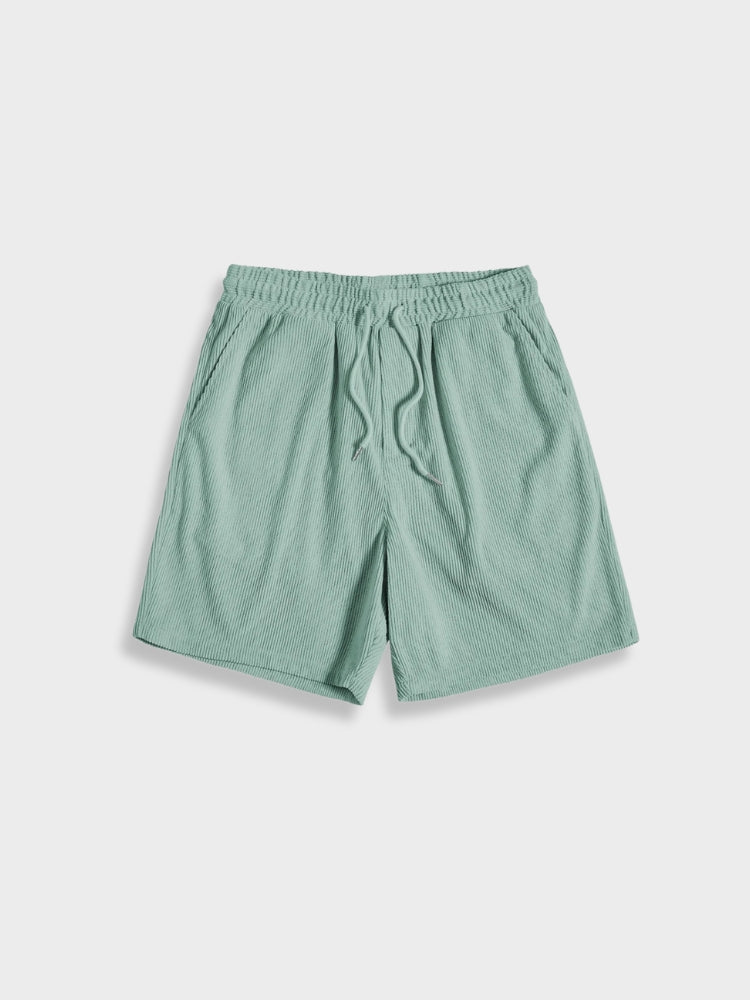 Zomerse heren corduroy set Sven, knoopsluiting overhemd en broek, perfect voor een relaxte dag aan het strand.