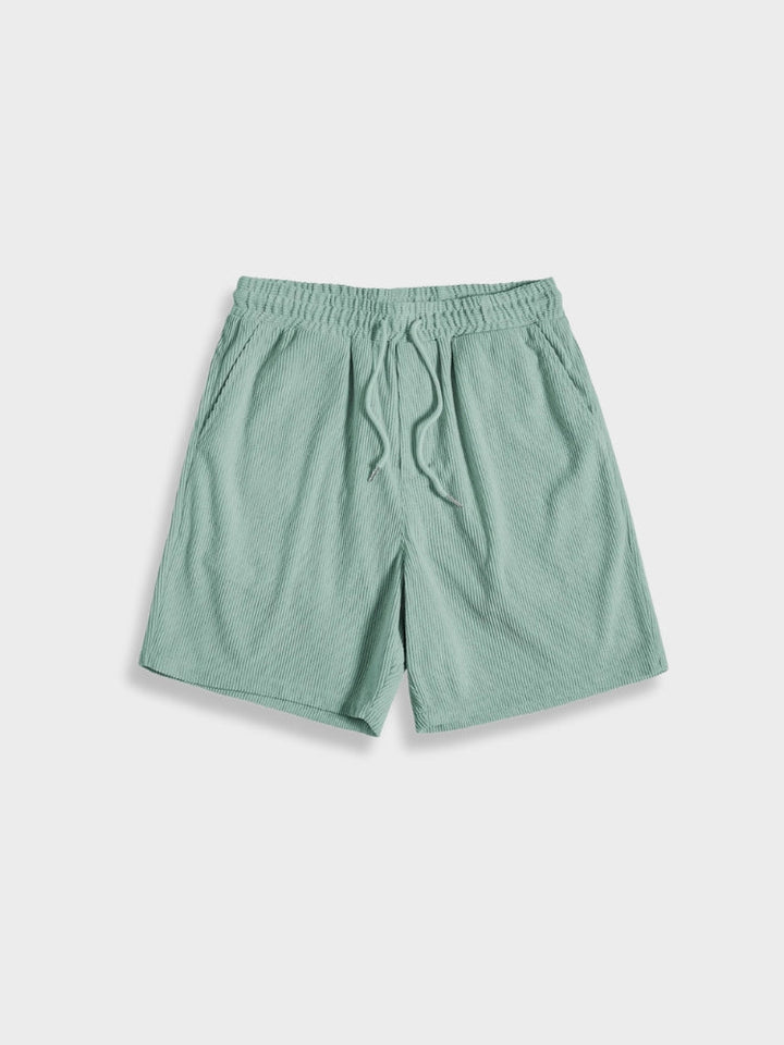 Zomerse heren corduroy set Sven, knoopsluiting overhemd en broek, perfect voor een relaxte dag aan het strand.
