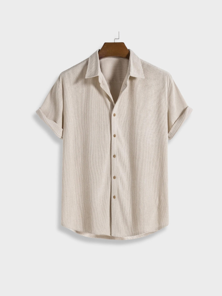 Relaxte fit heren corduroy zomerset Sven, luchtige zomerkleding met knoopsluiting voor vakantie en strand.