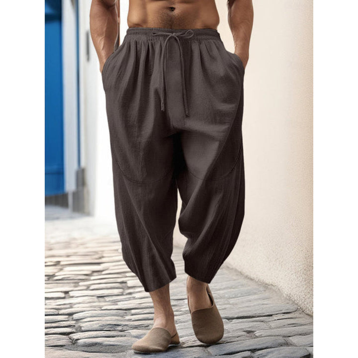 Heren cropped chino broek met trekkoord, comfortabel en casual voor de zomer.