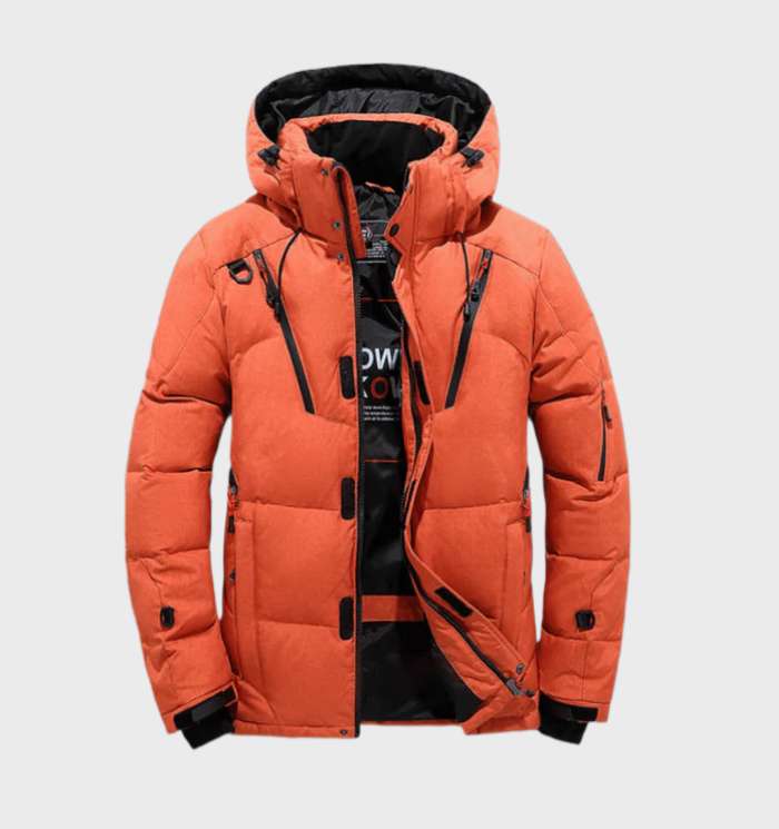 Groene heren winterparka, dik gevoerd en waterdicht met fleece. Optimale bescherming tegen wind en kou.