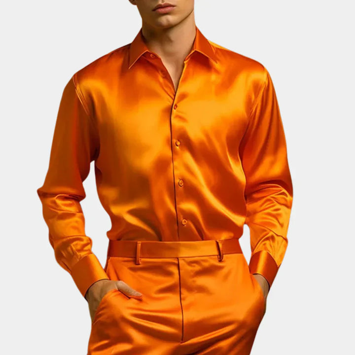 Modern heren overhemd met slim fit pasvorm in modieus geel, van Hoymans, voor een chique uitstraling.