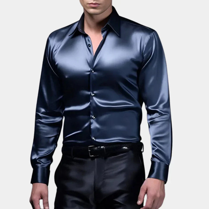 Chic zwart slim fit heren overhemd van Hoymans, elegant en modieus, perfect voor avondkleding.