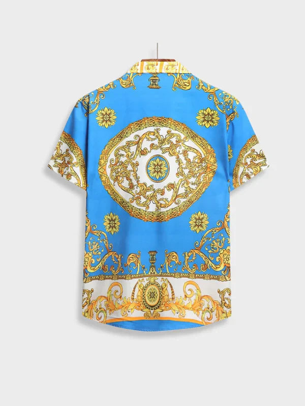 Italiaanse barokstijl heren zomer set, elegante outfit voor mannen met een chique, comfortabele print.