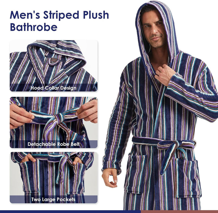 Zachte flanellen heren badjas, perfect als huispak of nachtkleding.