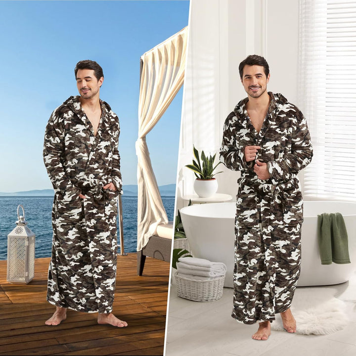Warme, zachte flanellen heren badjas, ideaal als comfortabel huispak.