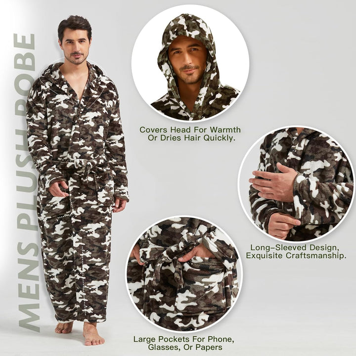 James flanellen badjas voor heren, tweekleurig design en ultiem comfort.