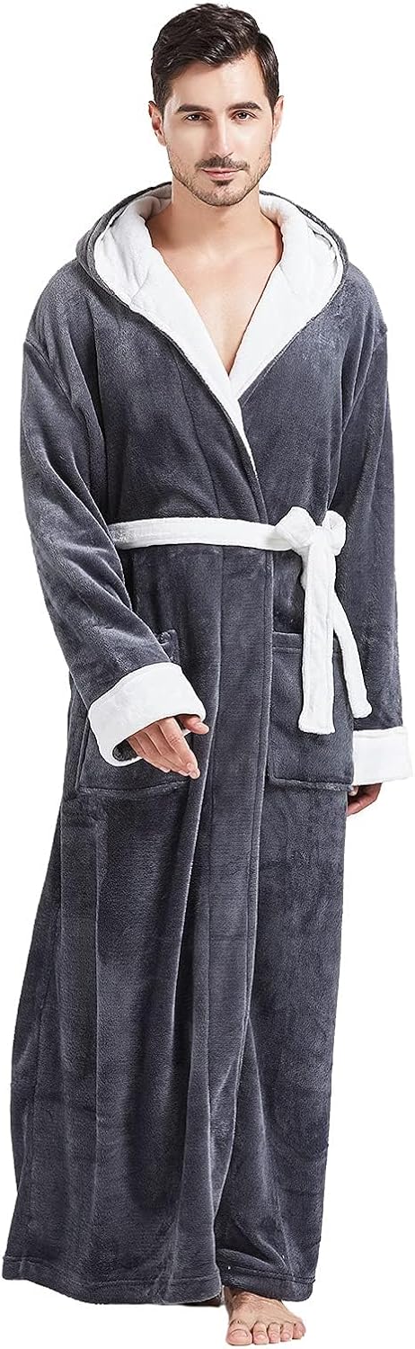Heren flanellen badjas, comfortabel huispak met stijlvol design.