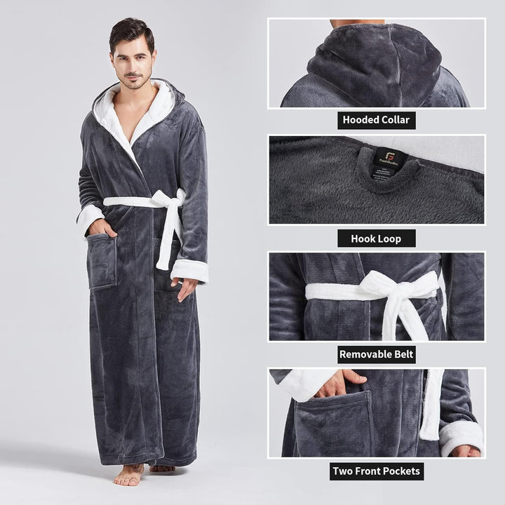 Comfortabele James flanellen badjas voor heren, zachte loungekleding.