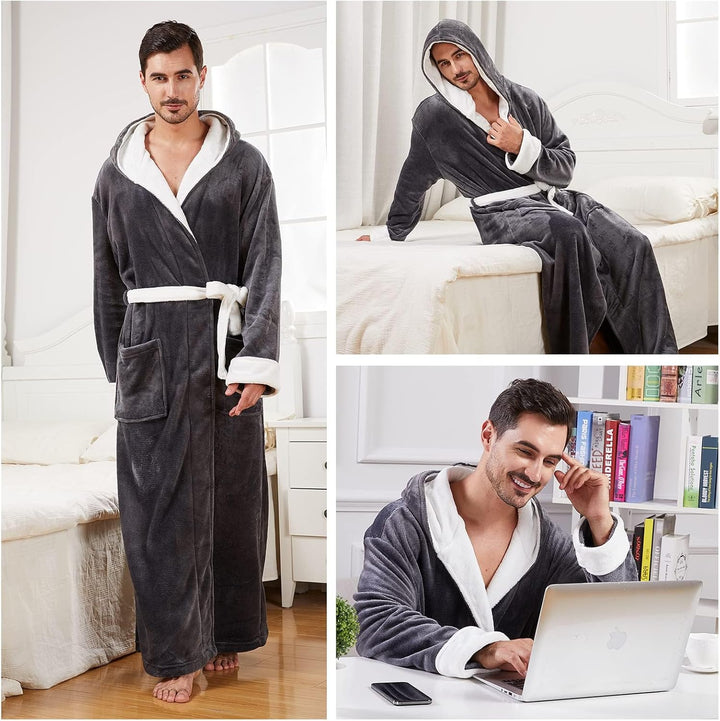 Zachte flanellen heren badjas, ideaal als stijlvolle nachtkleding.
