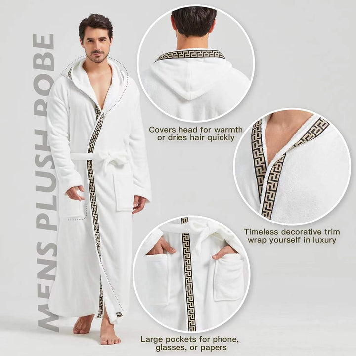 Heren flanellen badjas met tweekleurig design, perfect als loungekleding.
