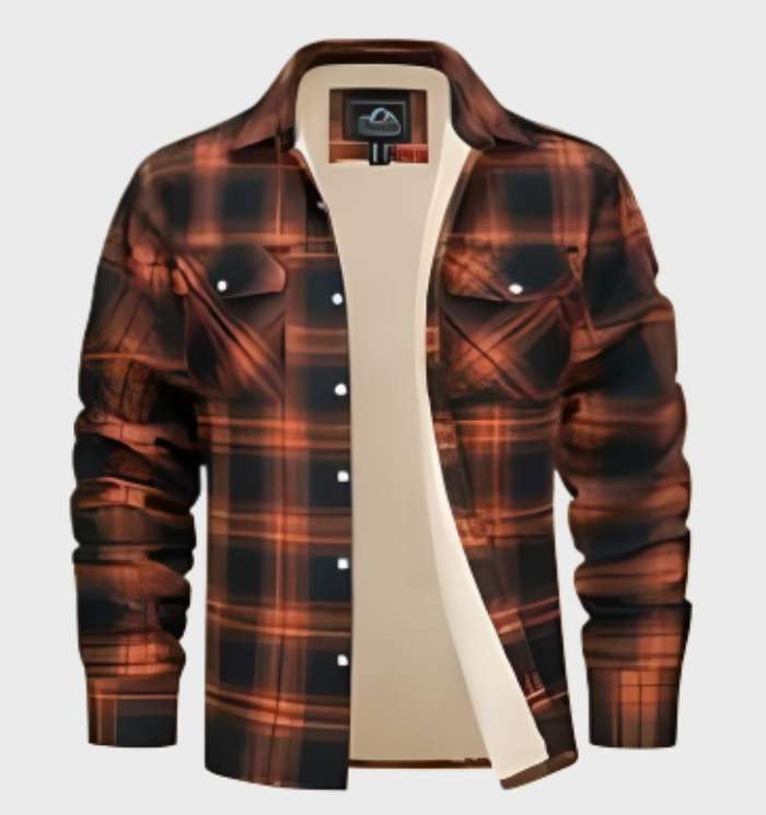 Heren flanellen jack, vintage stijl, met warme fleece voering. Ideaal voor herfst- en wintermode.
