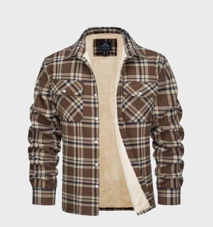 Comfortabel vintage flanellen herenjas met warme fleece voering. Een stijlvolle keuze voor herfst/winter.