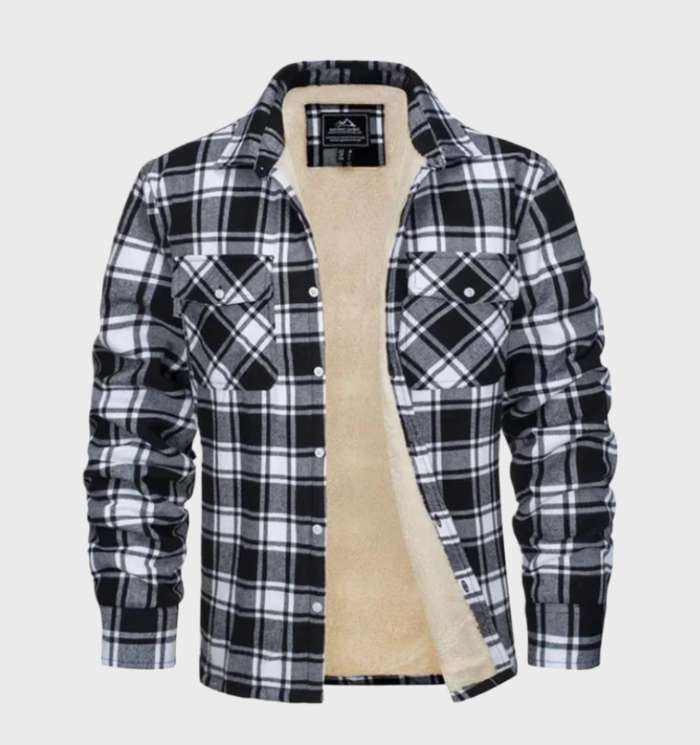 Warme flanellen herenjas met zachte fleece voering. Comfortabel vintage overhemdjack voor een casual look.