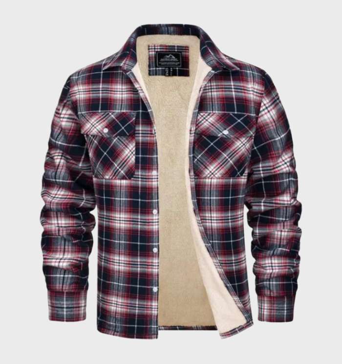 Nieuw: Trendy vintage flanellen herenjack met fleece voering. Perfect als casual herfstmode en winterjas.