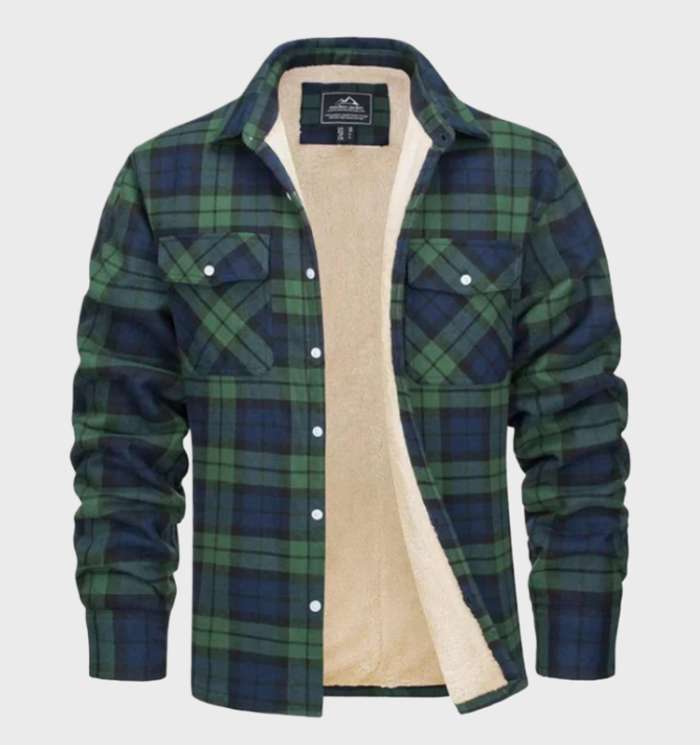 Veelzijdig flanellen overhemdjack voor heren, vintage look, met warme fleece voering. Comfortabel en stijlvol.