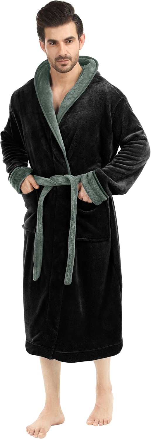 Comfortabele heren badjas Harry, met capuchon, warme fleece, zacht voor ultiem comfort.