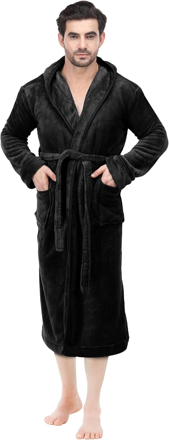 Warme heren badjas Harry, zachte fleece met capuchon, ideaal voor comfortabel loungen.