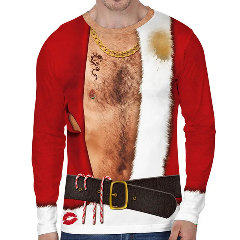 Grappige heren kersttrui met opvallende, humoristische prints, ultieme foute kerstkleding.