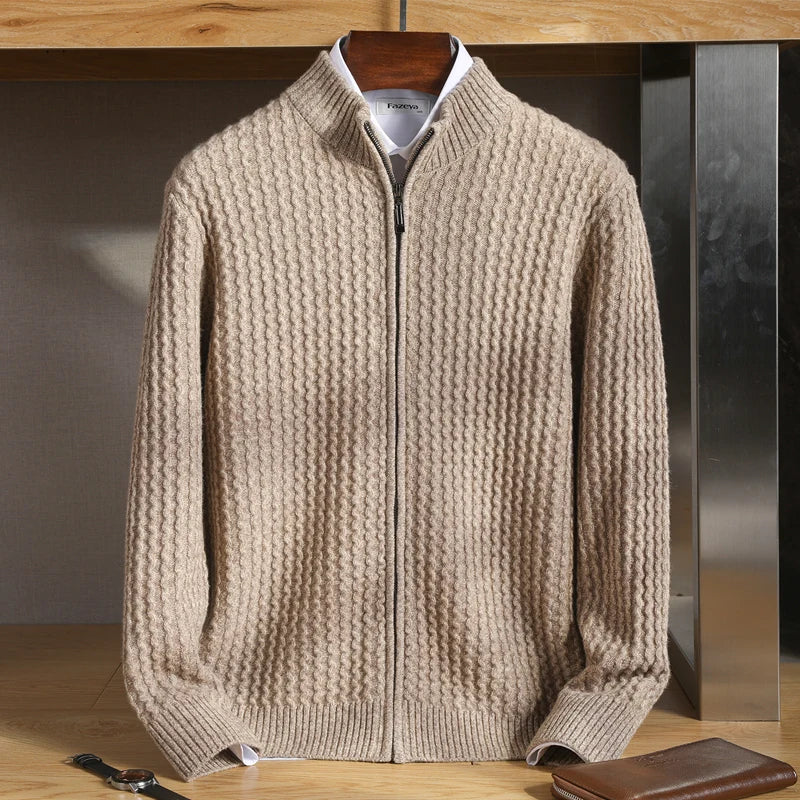 Casual heren merino wollen vest met rits, duurzaam en veelzijdig, geschikt als bovenkleding voor herfst en winter.