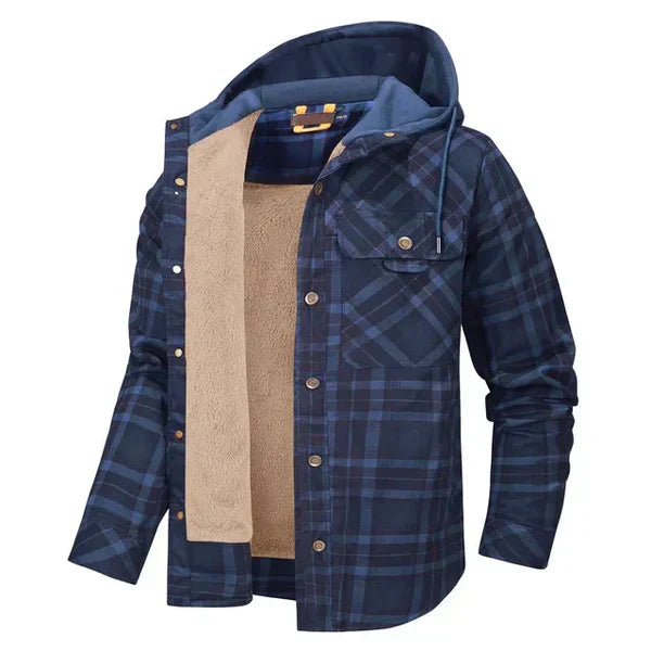 Comfortabel geruit overshirt met capuchon voor heren. Perfect als laagjes item in herfst- en wintermode.