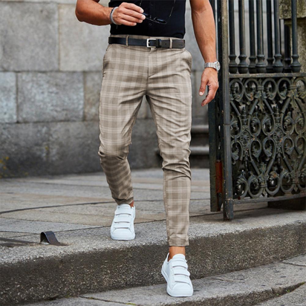 Heren geruite chino broek slim fit, comfortabel en stijlvol voor elke gelegenheid.