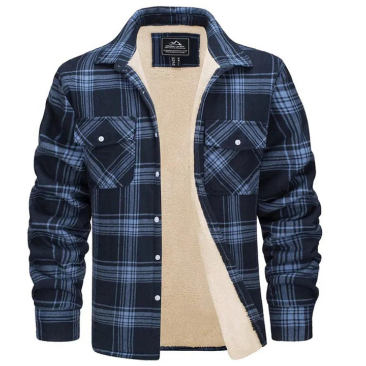 Casual geruite winterjas met pluche voering voor heren, een must-have voor de koude maanden.