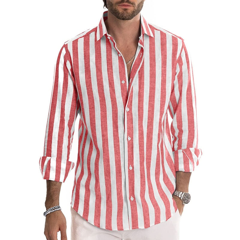 Gestreept heren shirt met lange mouwen, een veelzijdig casual overhemd voor modieuze herenkleding.