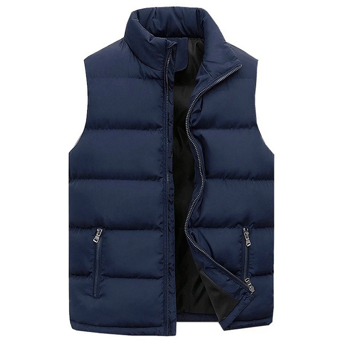 Stijlvol heren mouwloos gewatteerd vest met rits, perfecte bovenkleding voor laagjes in koude seizoenen.