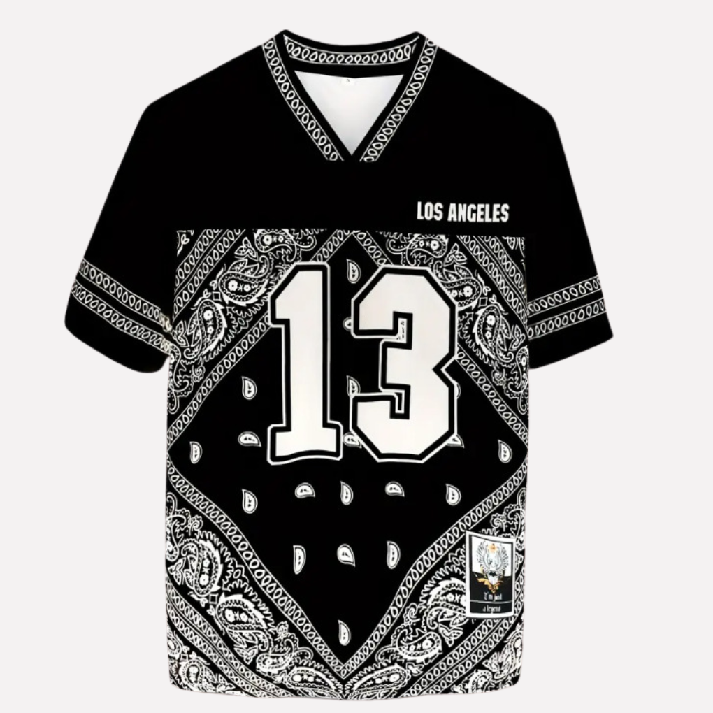 Modieus heren mesh t-shirt met grafische print, ideaal voor zomer streetwear en een casual, sportieve look.