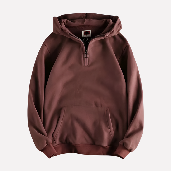 Heren half-zip hoodie met capuchon, comfortabele en veelzijdige bovenkleding voor casual en sportieve laagjes.